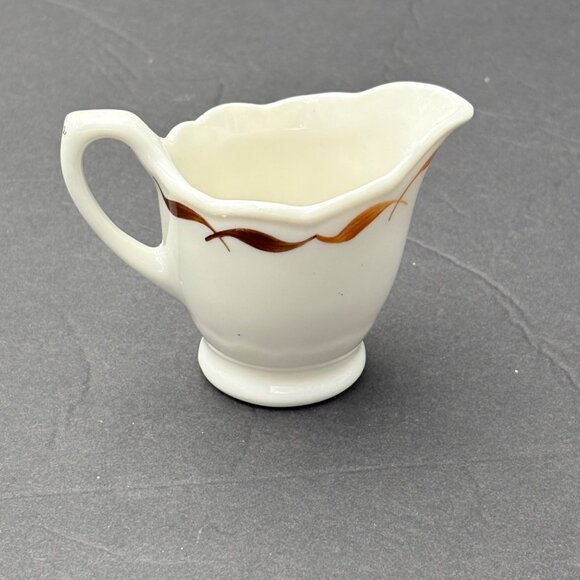 Vintage Ceramic Cream Pitcher With Brown Orange Accent USA Small Retro Tea Party - Picture 2 of 7
